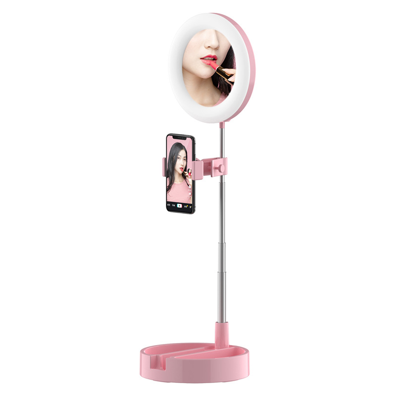 New Phone Stand for Live Streaming Led Fill Light Makeup Mirror Douyin Online Influencer Anchor Desktop Photography Bracket Artifact