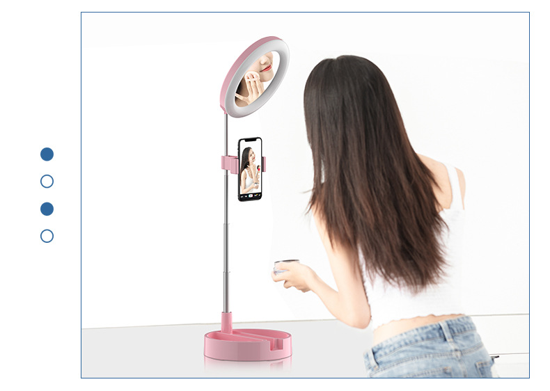 New Phone Stand for Live Streaming Led Fill Light Makeup Mirror Douyin Online Influencer Anchor Desktop Photography Bracket Artifact