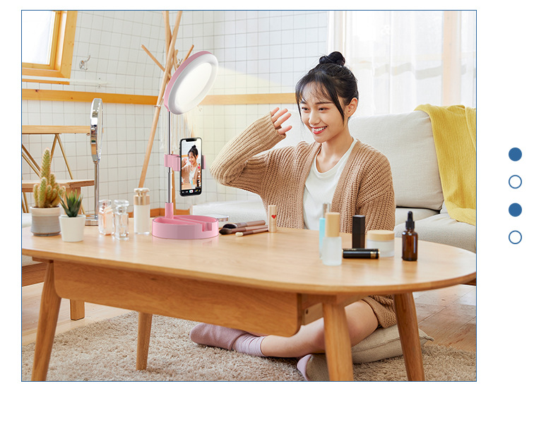New Phone Stand for Live Streaming Led Fill Light Makeup Mirror Douyin Online Influencer Anchor Desktop Photography Bracket Artifact