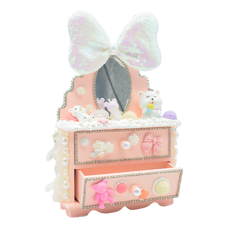 Magnificent Dressing Table Material Package Children&#039;s Handmade DIY Production Cream Glue Paste Makeup Mirror Drawer Girl Toy