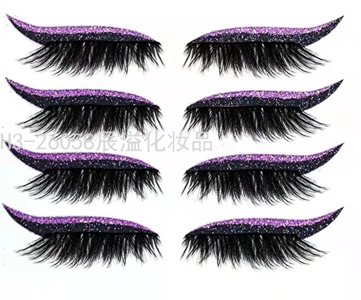 Cross-Border New Arrival European and American Glitter Self-Adhesive Eyeliner Eye Shadow Stickers Double Eyelid False Eyelashes Waterproof Party Sequin Eye Shadow