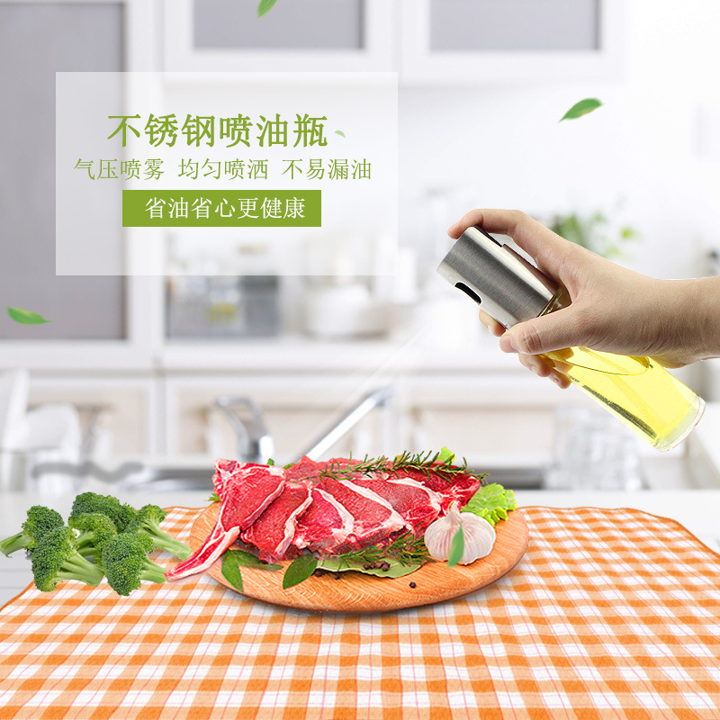 pressuretype stainless steel head spray oil alcohol and vinegar bottle leak proof seasoning oil soy sauce spray bottle