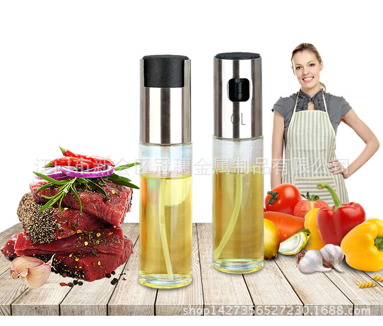 pressuretype stainless steel head spray oil alcohol and vinegar bottle leak proof seasoning oil soy sauce spray bottle