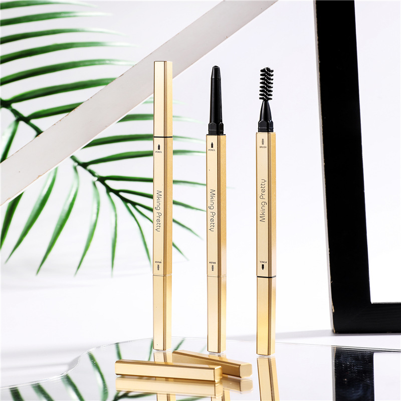 Beginner TikTok Same Style Small Gold Chopsticks Eyebrow Pencil Girls Double-Headed Thrush Beauty Gold Bar Eyebrow Pencil