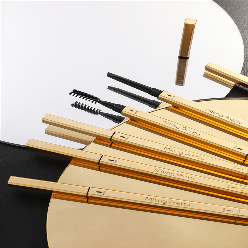 Beginner TikTok Same Style Small Gold Chopsticks Eyebrow Pencil Girls Double-Headed Thrush Beauty Gold Bar Eyebrow Pencil
