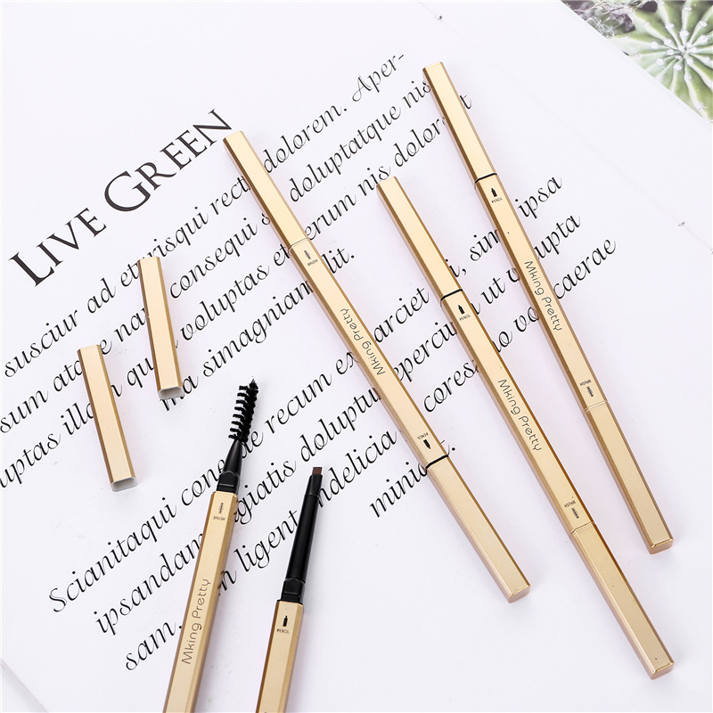 Beginner TikTok Same Style Small Gold Chopsticks Eyebrow Pencil Girls Double-Headed Thrush Beauty Gold Bar Eyebrow Pencil