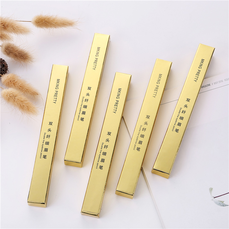 Beginner TikTok Same Style Small Gold Chopsticks Eyebrow Pencil Girls Double-Headed Thrush Beauty Gold Bar Eyebrow Pencil