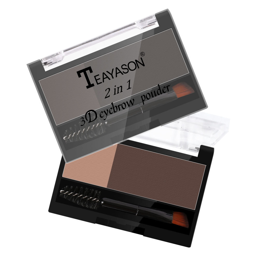 Cross-Border Lazy Seal Two-Color Eyebrow Powder With Eyebrow Brush Thrush Gadget Adjustable Eyebrow Seal Flat Eyebrow One Second Eyebrow Printing