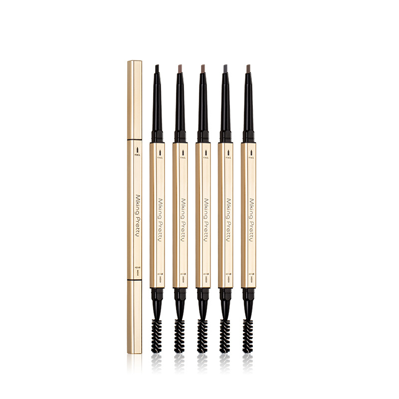 Factory Wholesale TikTok Same Style Small Gold Chopsticks Eyebrow Pencil Girls Double Head Extremely Thin Beginner Thrush Beauty Gold Bar Makeup