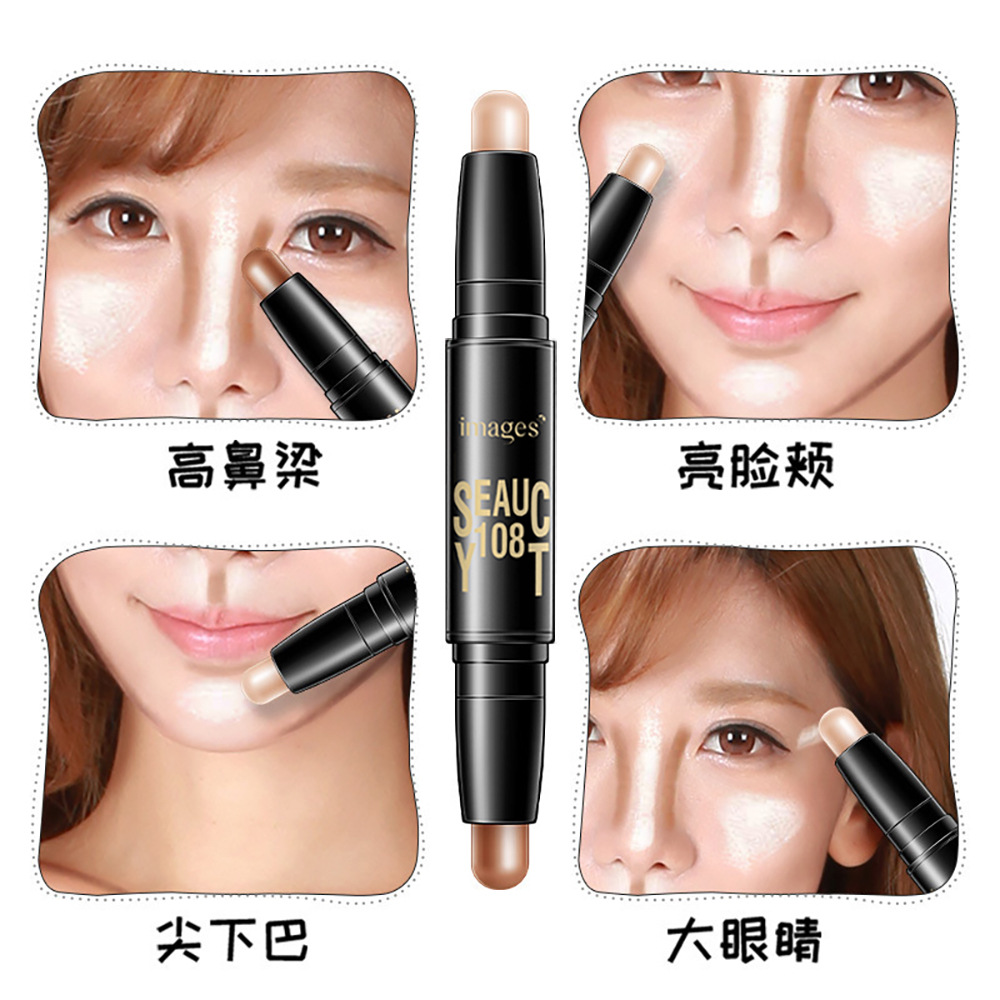 Images Double-Headed Three-Dimensional Light Shadow Contour Stick Light Transparent Concealer Three-Dimensional Repair Concealer Pen Concealer Cosmetics