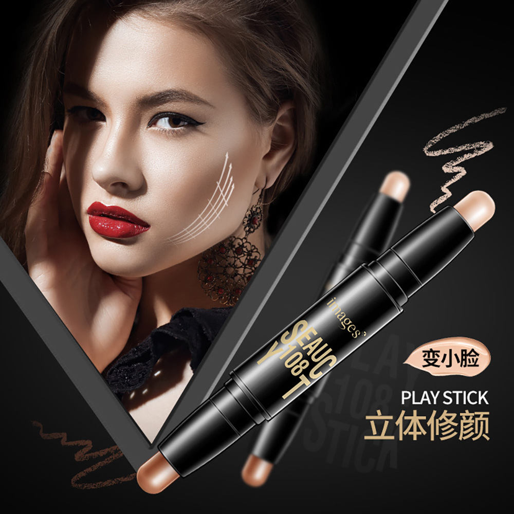 Images Double-Headed Three-Dimensional Light Shadow Contour Stick Light Transparent Concealer Three-Dimensional Repair Concealer Pen Concealer Cosmetics
