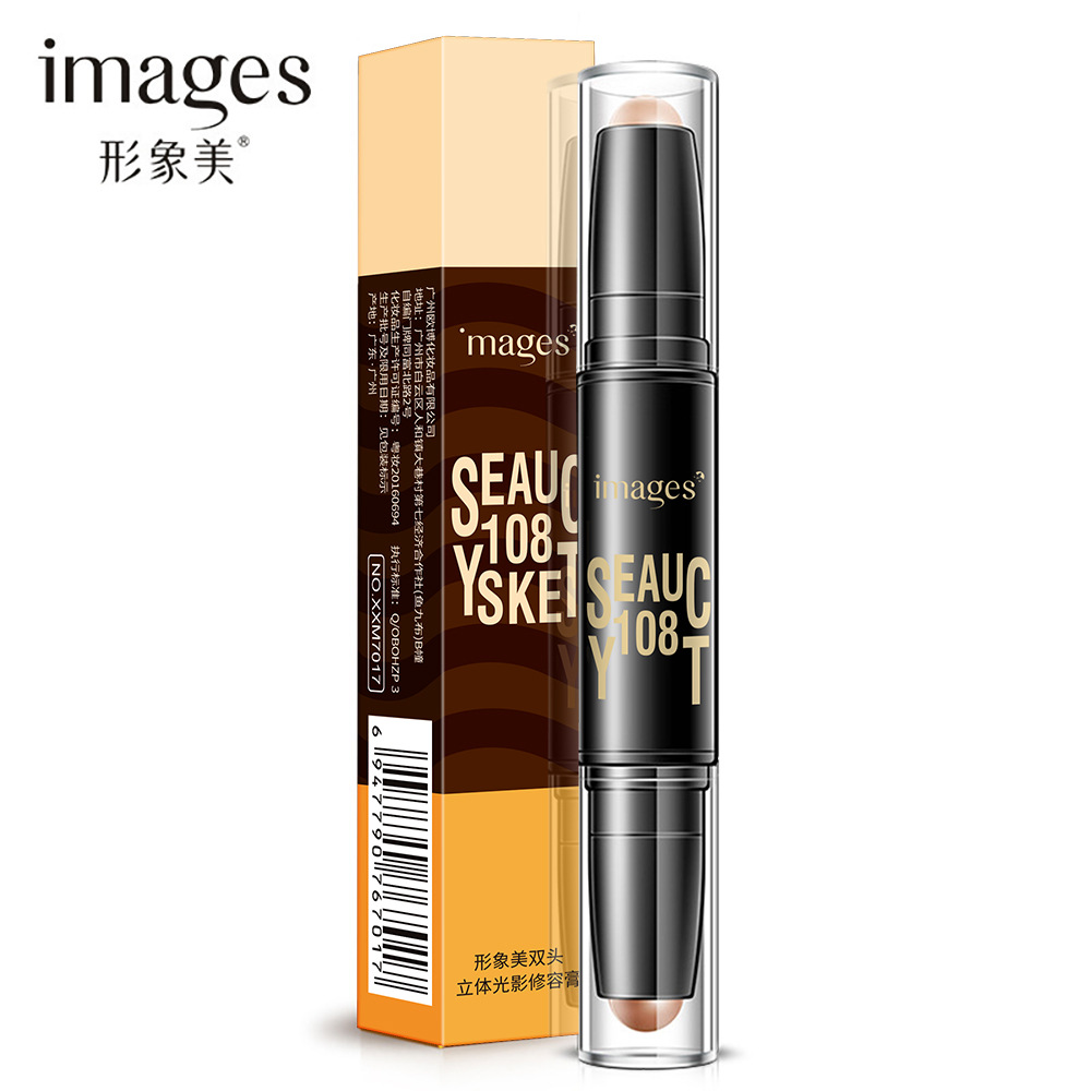 Images Double-Headed Three-Dimensional Light Shadow Contour Stick Light Transparent Concealer Three-Dimensional Repair Concealer Pen Concealer Cosmetics