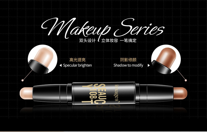 Images Double-Headed Three-Dimensional Light Shadow Contour Stick Light Transparent Concealer Three-Dimensional Repair Concealer Pen Concealer Cosmetics