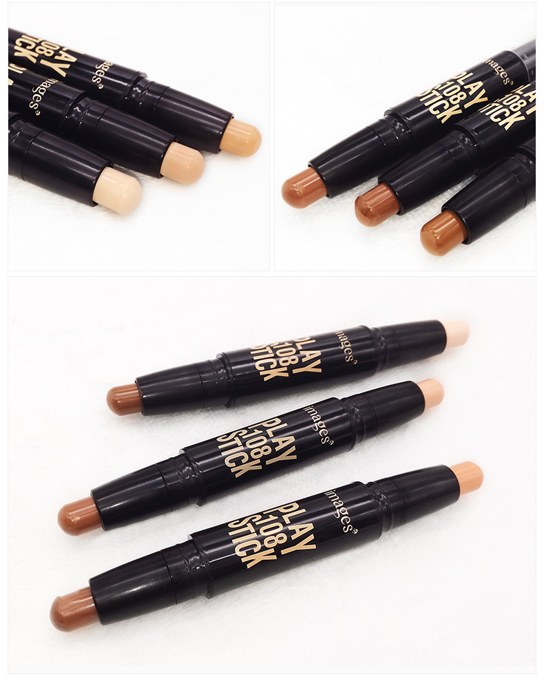 Images Double-Headed Three-Dimensional Light Shadow Contour Stick Light Transparent Concealer Three-Dimensional Repair Concealer Pen Concealer Cosmetics