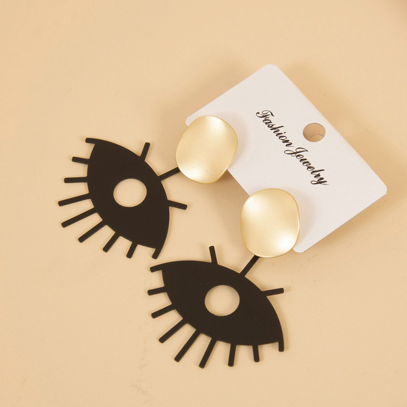 European and American Retro Elegant Earrings Contrast Color Earrings Hollow Eye Eyelashes Ear Rings Ins Style Earrings Cross-Border Hot Sale