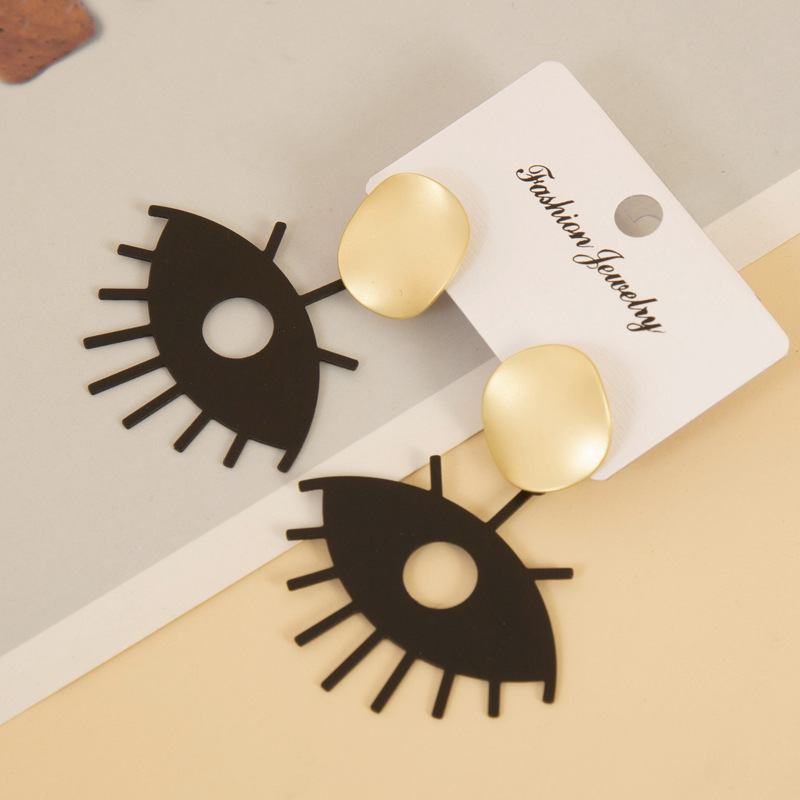 European and American Retro Elegant Earrings Contrast Color Earrings Hollow Eye Eyelashes Ear Rings Ins Style Earrings Cross-Border Hot Sale