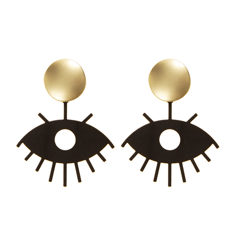 European and American Retro Elegant Earrings Contrast Color Earrings Hollow Eye Eyelashes Ear Rings Ins Style Earrings Cross-Border Hot Sale
