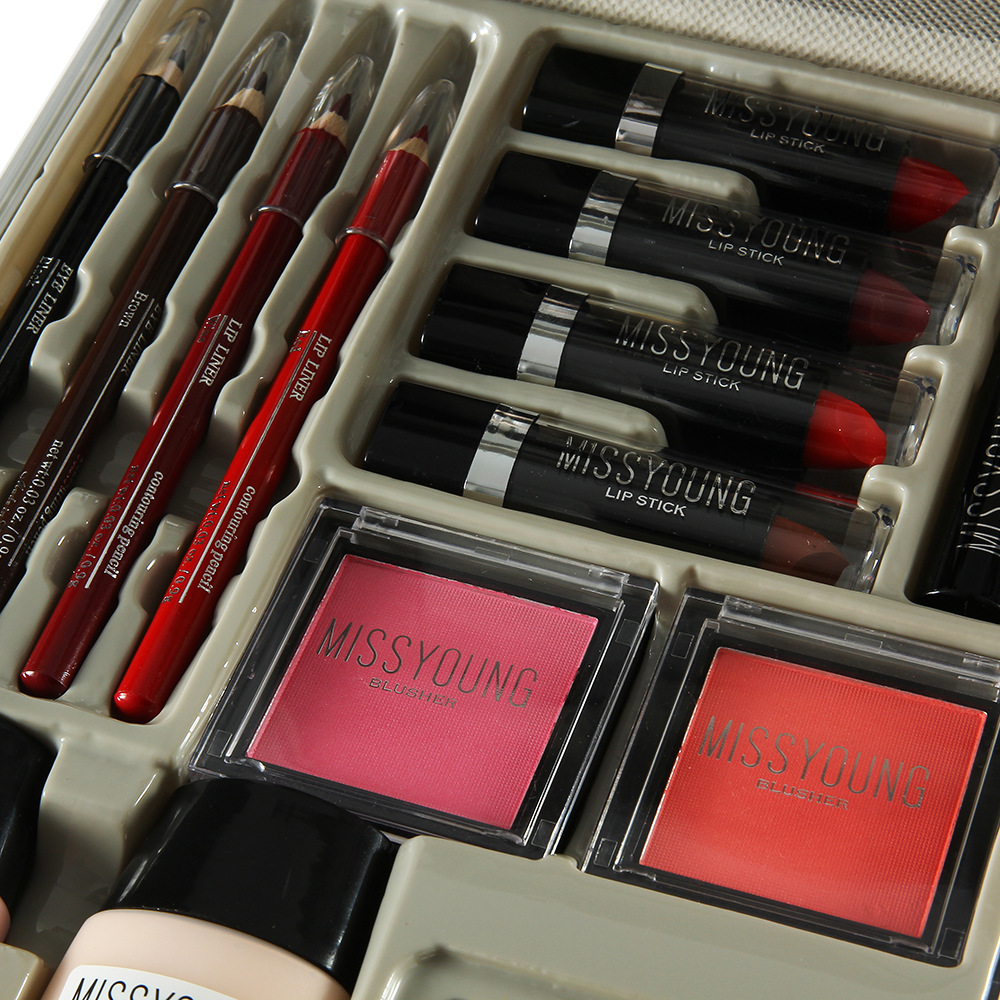 Makeup Artist Makeup Kit Portable Aluminum Alloy Cosmetics Makeup Set Eye Shadow Lipstick Liquid Foundation Combination Set Makeup Artist Makeup Kit Portable Aluminum Alloy Cosmetics Makeup Set Eye Shadow Lipstick Liquid Foundation Combination Set