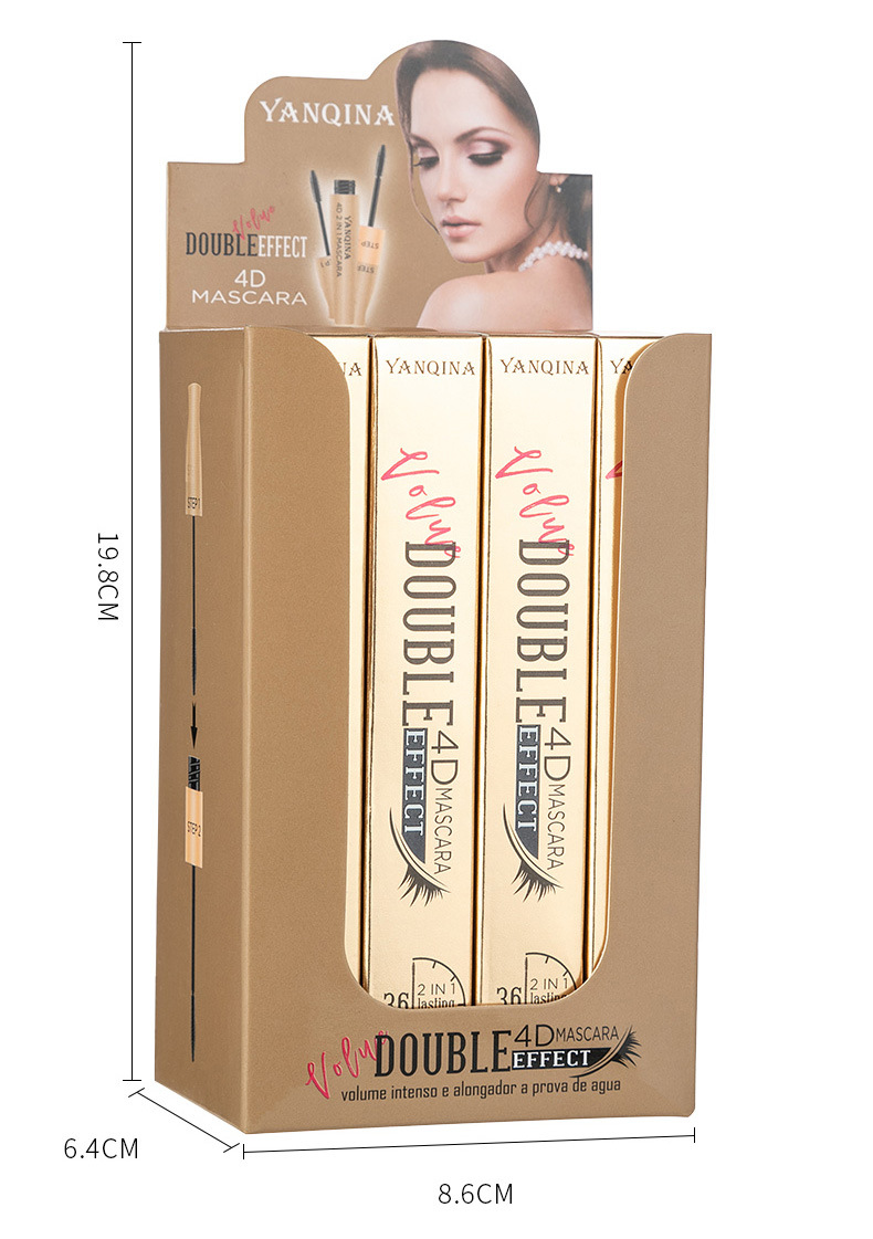2 in1 Yanqina mascara silica gel brush head long curl warping thick waterproof not rendering cool black eyelash growth fluid 2 in1 Yanqina mascara silica gel brush head long curl warping thick waterproof not rendering cool black eyelash growth fluid
