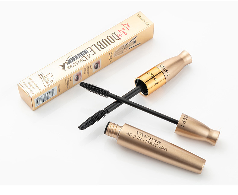 2 in1 Yanqina mascara silica gel brush head long curl warping thick waterproof not rendering cool black eyelash growth fluid 2 in1 Yanqina mascara silica gel brush head long curl warping thick waterproof not rendering cool black eyelash growth fluid
