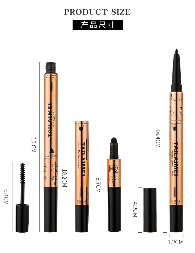 E060 telemei 3 ni1 eyeliner eyebrow brush eyebrow powder a multi - purpose, durable, waterproof, quick drying, non - smudging eyebrow powder
