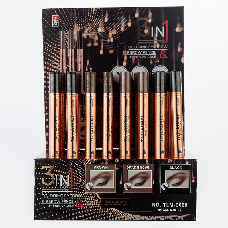 E060 telemei 3 ni1 eyeliner eyebrow brush eyebrow powder a multi - purpose, durable, waterproof, quick drying, non - smudging eyebrow powder