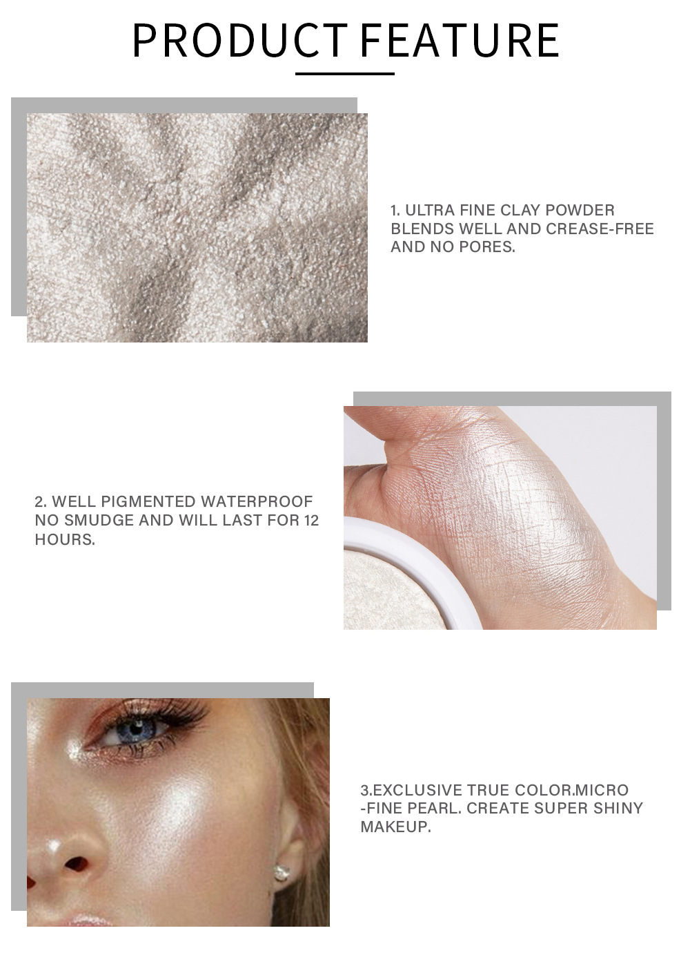 Han Daiyan Cross-Border Makeup Monochrome Diamond Baked Powder Polarized Highlight Powder Long-Lasting Brightening Finishing Shading Highlight Powder Powder