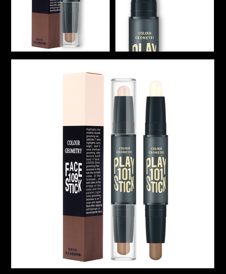 Highlight Contour Stick Female Dual Head Dual-Use Nose Shadow Repair Highlight Powder Concealer Shadow Small V Face Factory Direct Supply