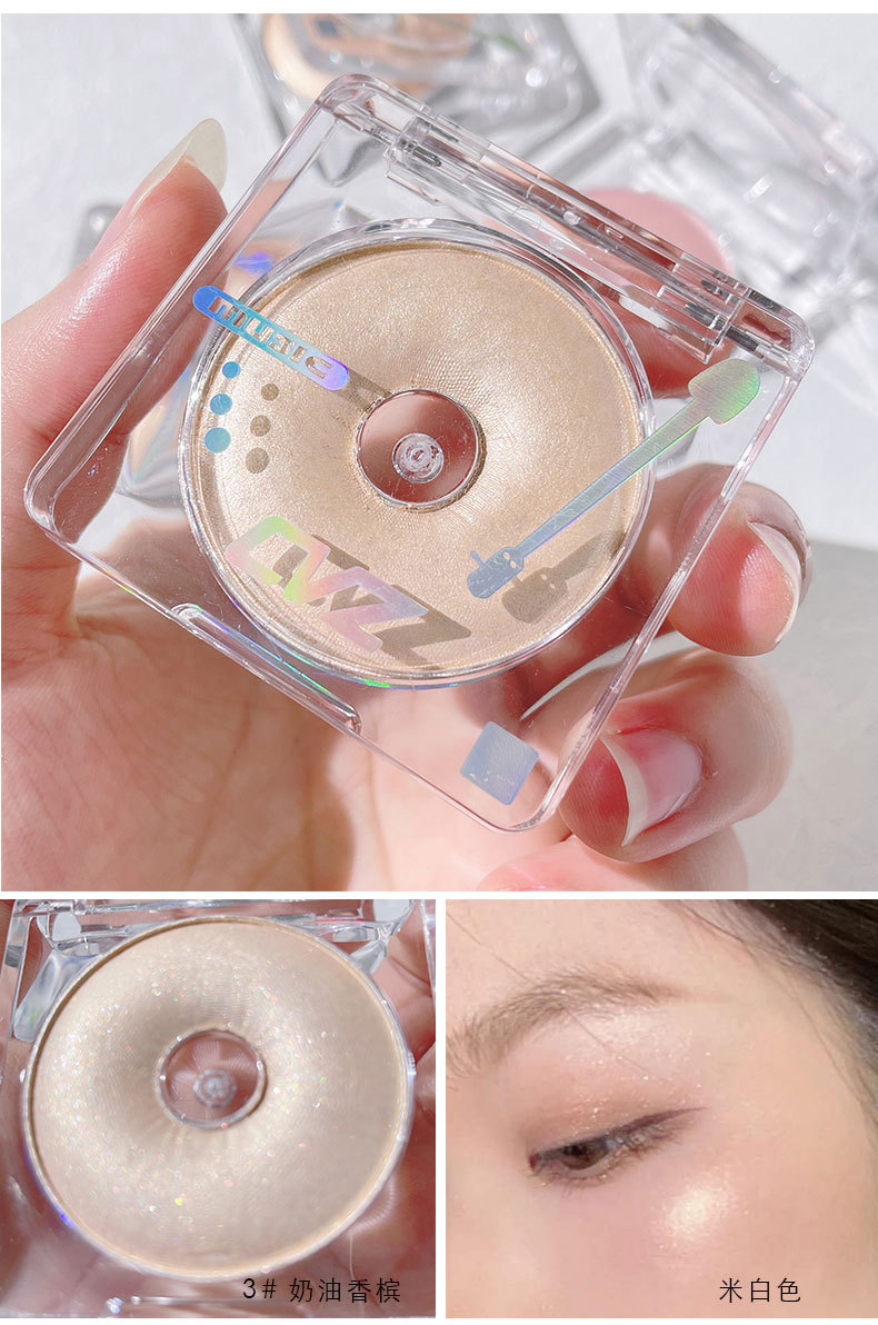 CVZ Record Monochrome Highlight Powder Donut Mashed Potatoes High Gloss Diamond Glitter Contour Compact Body Thin and Glittering Brightening