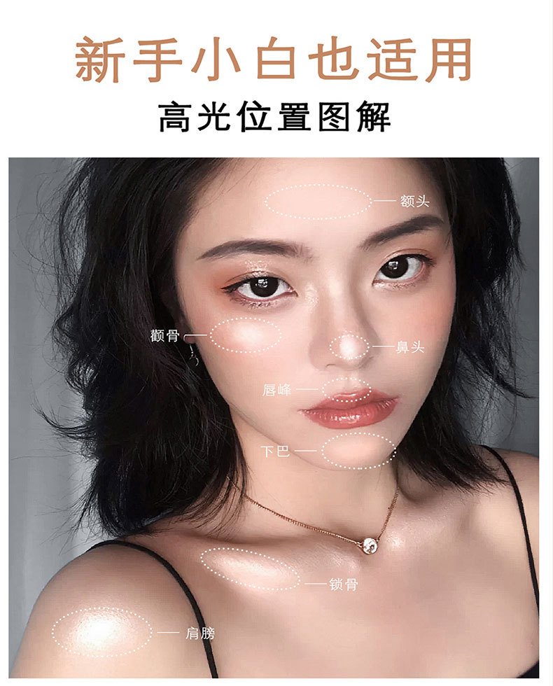 CVZ Unicorn 4-Color Highlight Repair Blusher Plate Nose Shadow Pearlescent Highlight Champagne Gold Three-Dimensional Repair Highlight Powder