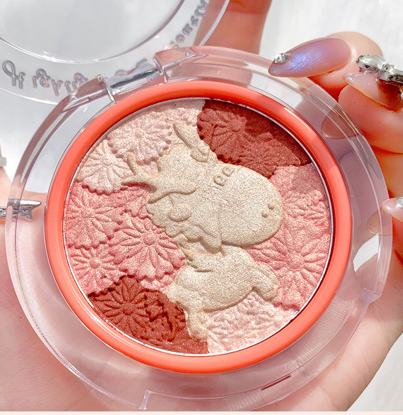 CVZ Unicorn 4-Color Highlight Repair Blusher Plate Nose Shadow Pearlescent Highlight Champagne Gold Three-Dimensional Repair Highlight Powder