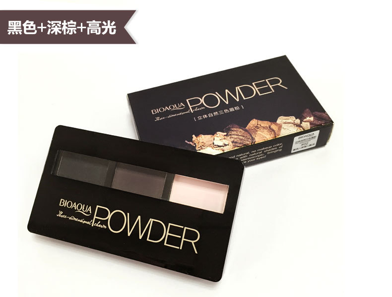 Bioaqua Stereo Natural Tri-Color Eyebrow Powder Highlight Powder Not Smudge Eyebrow Pencil Manufacturer Eye Shadow Plate Makeup