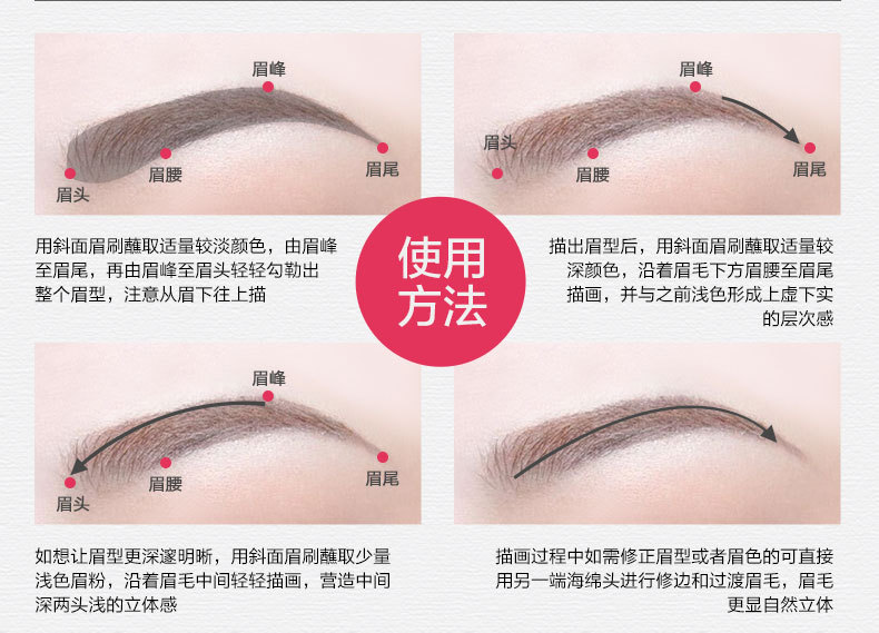 Bioaqua Stereo Natural Tri-Color Eyebrow Powder Highlight Powder Not Smudge Eyebrow Pencil Manufacturer Eye Shadow Plate Makeup