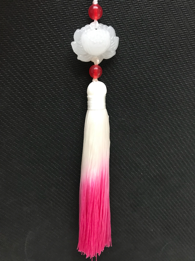 Ancient Style White Jade Lotus Gradient Spike Ancient Style Han Chinese Clothing Cheongsam Garment Front Decorative Button Pendant Chinese Knot Pendant Tassel Wholesale