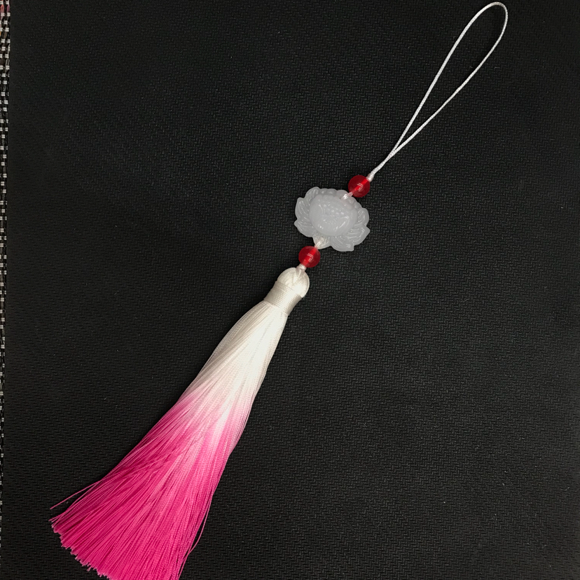 Ancient Style White Jade Lotus Gradient Spike Ancient Style Han Chinese Clothing Cheongsam Garment Front Decorative Button Pendant Chinese Knot Pendant Tassel Wholesale