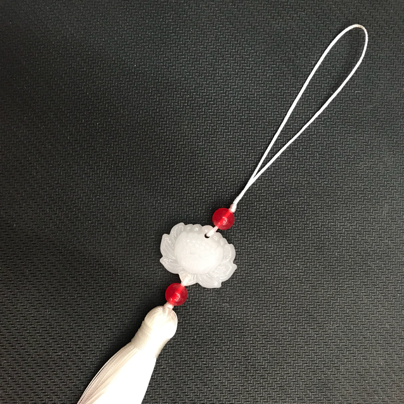 Ancient Style White Jade Lotus Gradient Spike Ancient Style Han Chinese Clothing Cheongsam Garment Front Decorative Button Pendant Chinese Knot Pendant Tassel Wholesale