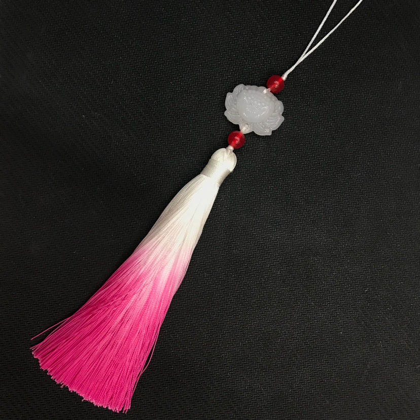 Ancient Style White Jade Lotus Gradient Spike Ancient Style Han Chinese Clothing Cheongsam Garment Front Decorative Button Pendant Chinese Knot Pendant Tassel Wholesale