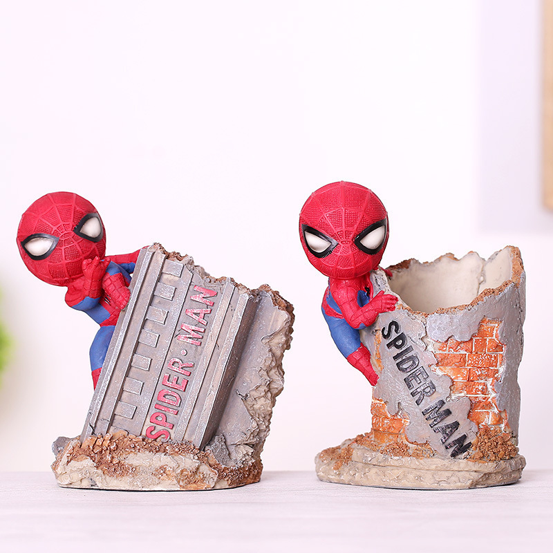 Resin Crafts Creative Spider-Man Pencil Vase Decoration Home Desktop Decorations Student Gift Customization Wholesale