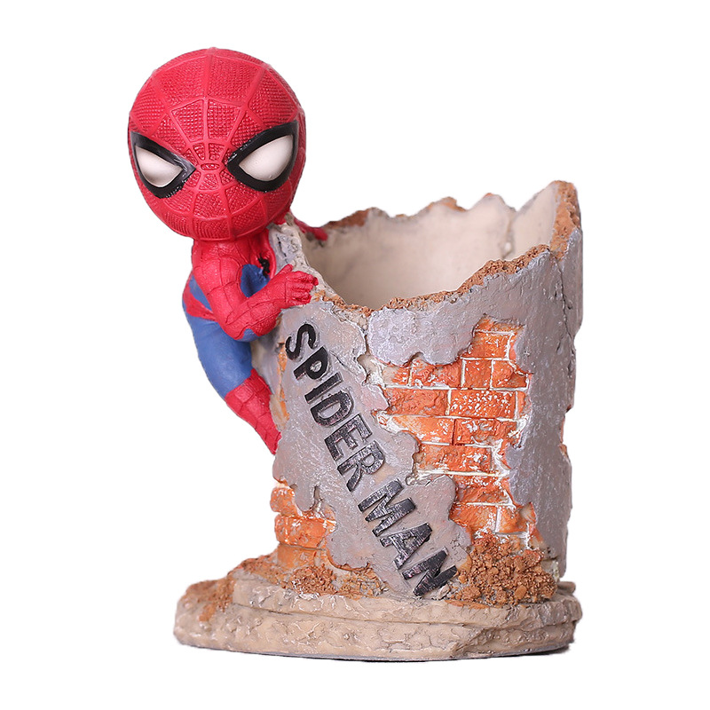 Resin Crafts Creative Spider-Man Pencil Vase Decoration Home Desktop Decorations Student Gift Customization Wholesale