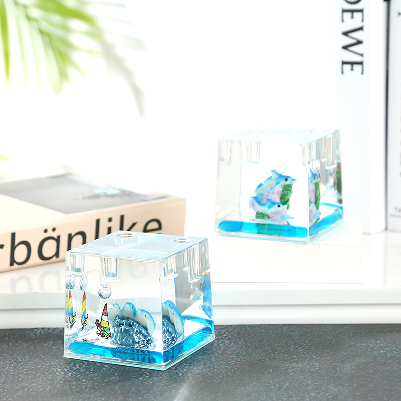 Ocean World Fantasy Ocean Dolphin Small Animal Penholder Creative Oil Pencil Vase Decoration Student Gifts Items in Stock