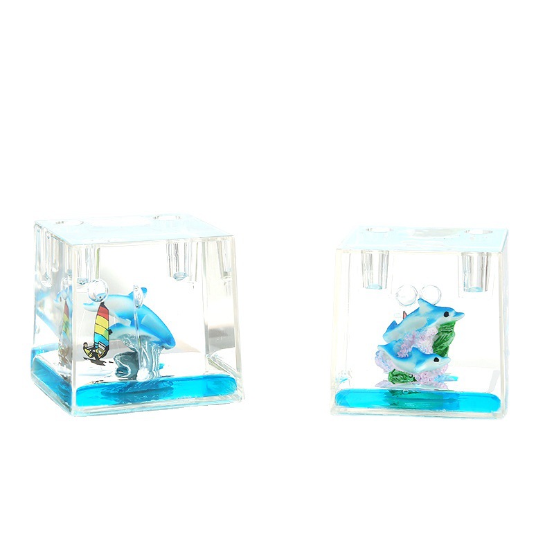 Ocean World Fantasy Ocean Dolphin Small Animal Penholder Creative Oil Pencil Vase Decoration Student Gifts Items in Stock