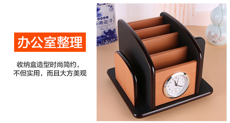 Supply High-Grade Wooden Multi-Functional Assemblage Zone Clock Storage Pencil Vase Decoration Creative Desktop Stationery Storage Box