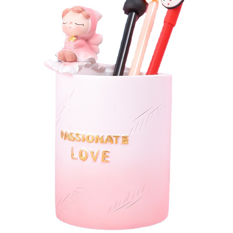 Cartoon New Resin Crafts Pencil Vase Decoration Student Cultural and Creative Stationery Gifts Penholder New Year Gift Prizes