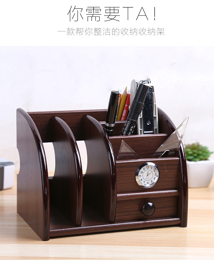 Supply Creative with Clock Desktop Storage Pencil Vase Decoration Wooden Multi-Functional Remote Control Rack Storage Tool Wholesale Supply Creative with Clock Desktop Storage Pencil Vase Decoration Wooden Multi-Functional Remote Control Rack Storage Tool Wholesale