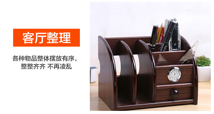 Supply Creative with Clock Desktop Storage Pencil Vase Decoration Wooden Multi-Functional Remote Control Rack Storage Tool Wholesale Supply Creative with Clock Desktop Storage Pencil Vase Decoration Wooden Multi-Functional Remote Control Rack Storage Tool Wholesale