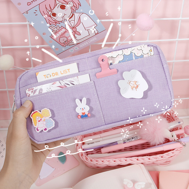 Instagram girl heart pencil bag large capacity Korean pencil-box junior high school students creative web celebrity small fresh stationery bag