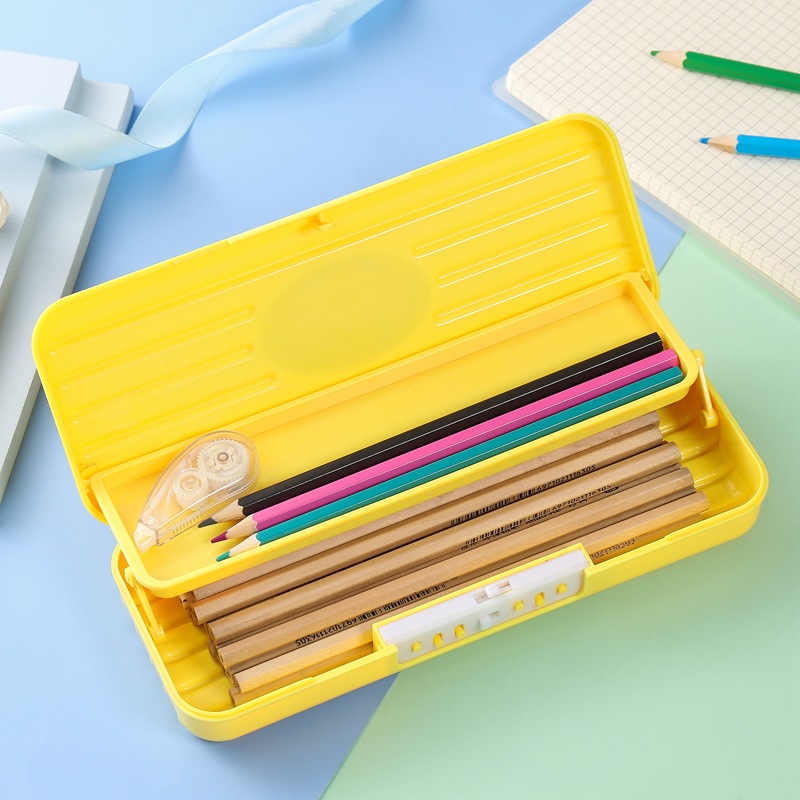 Factory Direct Sales Plastic Pencil-Box Creative Password Pencil Case Double Layer Large Capacity Pen Case Pencil Case Customized Wholesale