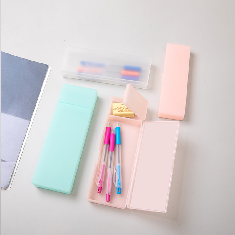 Factory Multi-Functional Customized Creative Lead Pencil Case Translucent Frosted Pencil Case Student Storage Pp Plastic Pencil-Box