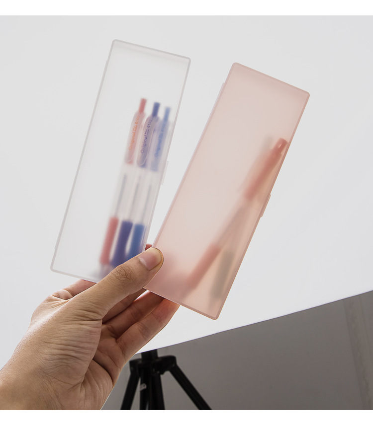 Factory Multi-Functional Customized Creative Lead Pencil Case Translucent Frosted Pencil Case Student Storage Pp Plastic Pencil-Box