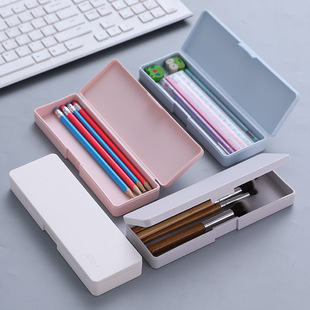 round Plastic Pencil-Box Large Capacity Double Layer Pencil Case Student School Supplies Multifunctional Pencil Case Pencil Case Simple Pencil Case